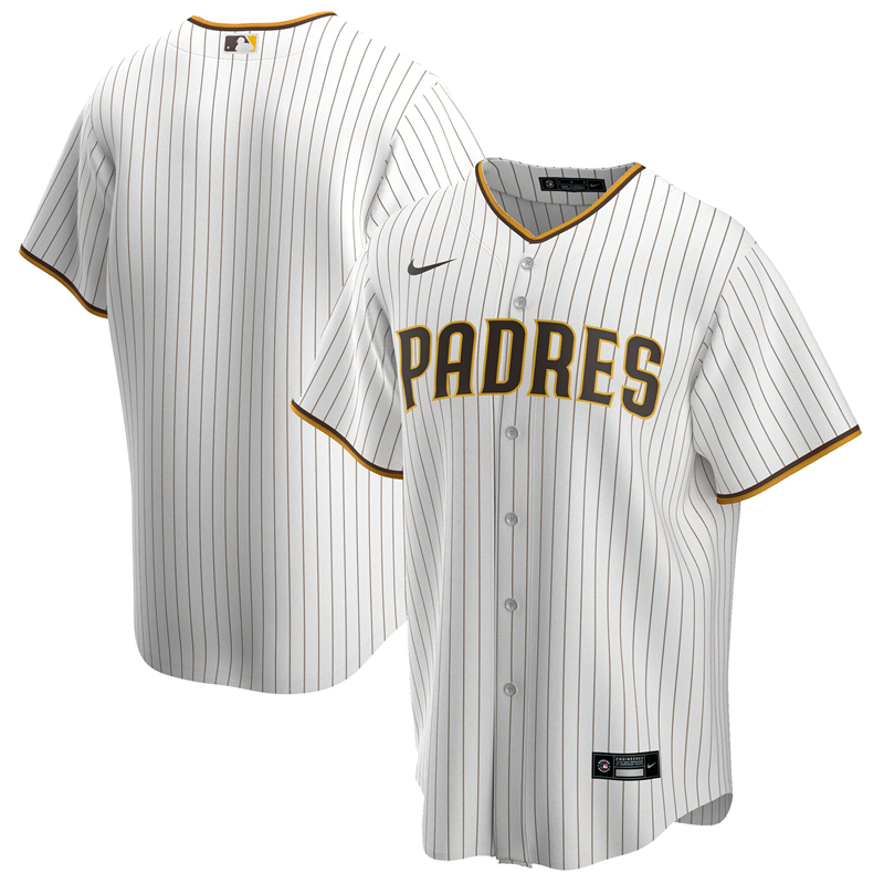 2020 MLB Men San Diego Padres Nike White Brown Home 2020 Replica Team Jersey 1